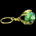 TDSO Dragon Claw Dice Keyring - Gold with Duel Green & Blue D20 Dice