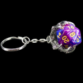TDSO Dragon Claw Dice Keyring - Silver with Duel Purple & Blue D20 Dice