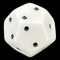 DodecaDice Six-Fold D2 Opaque White & Black 12 Sided Spot D2 Dice