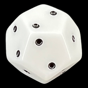 DodecaDice Six-Fold D2 Opaque White & Black 12 Sided Spot D2 Dice