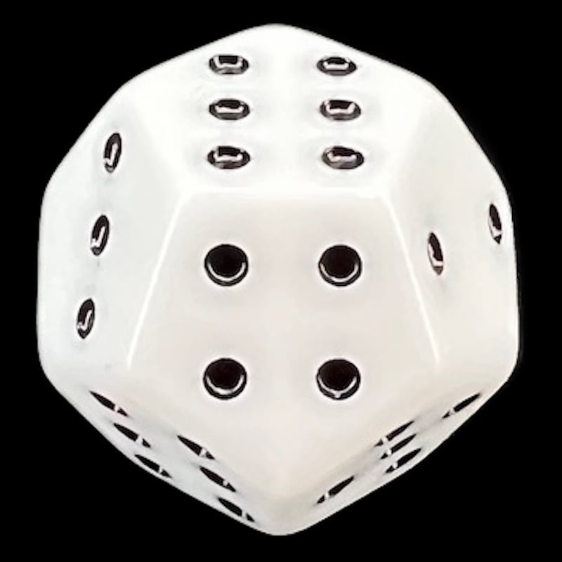 DodecaDice Double D6 Opaque White & Black 12 Sided 6 x D6 Dice Set