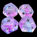 DodecaDice Double Fate/Fudge Luminous Ceremonial Chrome 12 Sided Dice Set (4)