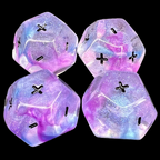 DodecaDice Double Fate/Fudge Luminous Ceremonial Chrome 12 Sided Dice Set (4)