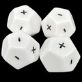 DodecaDice Double Fate/Fudge Opaque White & Black 12 Sided Dice Set (4)