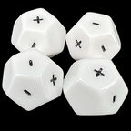 DodecaDice Double Fate/Fudge Opaque White & Black 12 Sided Dice Set (4)