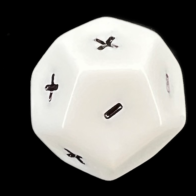 DodecaDice Double Fate/Fudge Opaque White & Black 12 Sided Dice