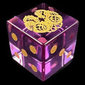 TDSO Dragonmeet Zircon Glass Amethyst & Gold D6 Spot Dice