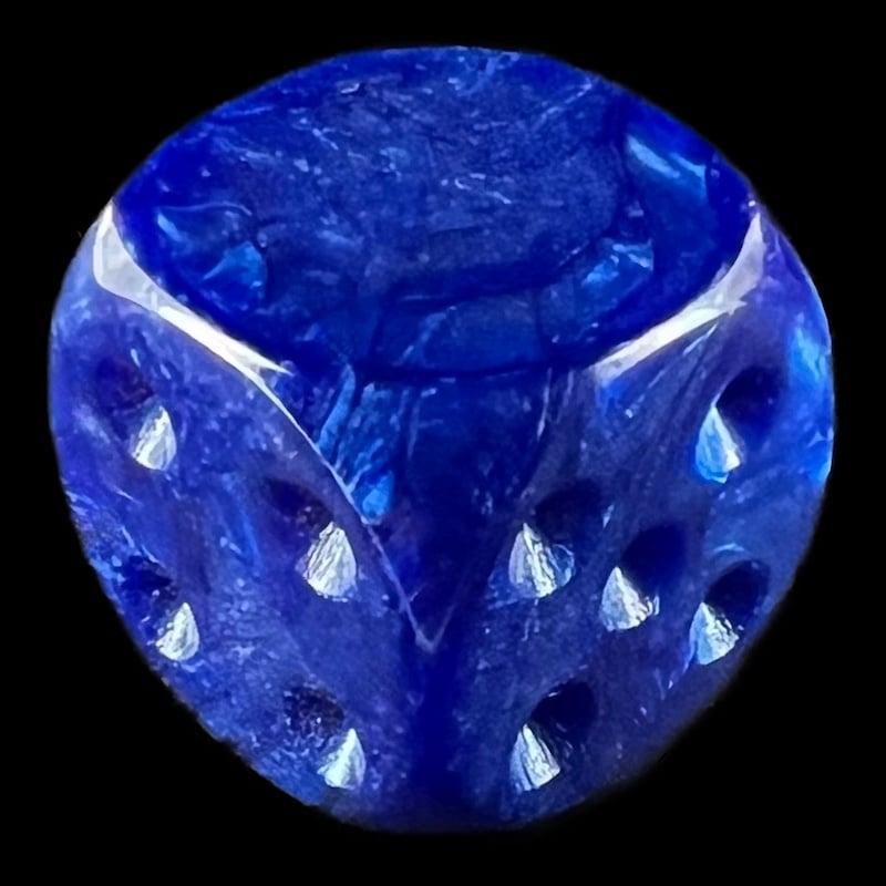 TDSO Duel Black & Blue Blank Faced Uninked D6 Spot Dice