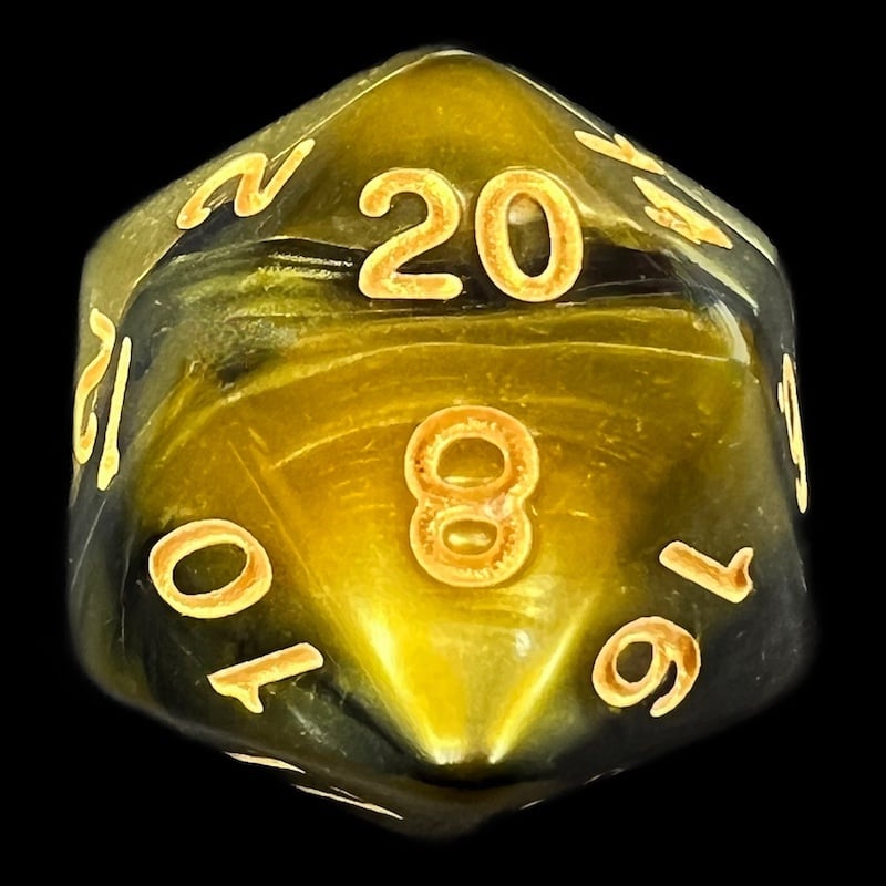 TDSO Duel Black & Gold D20 Dice