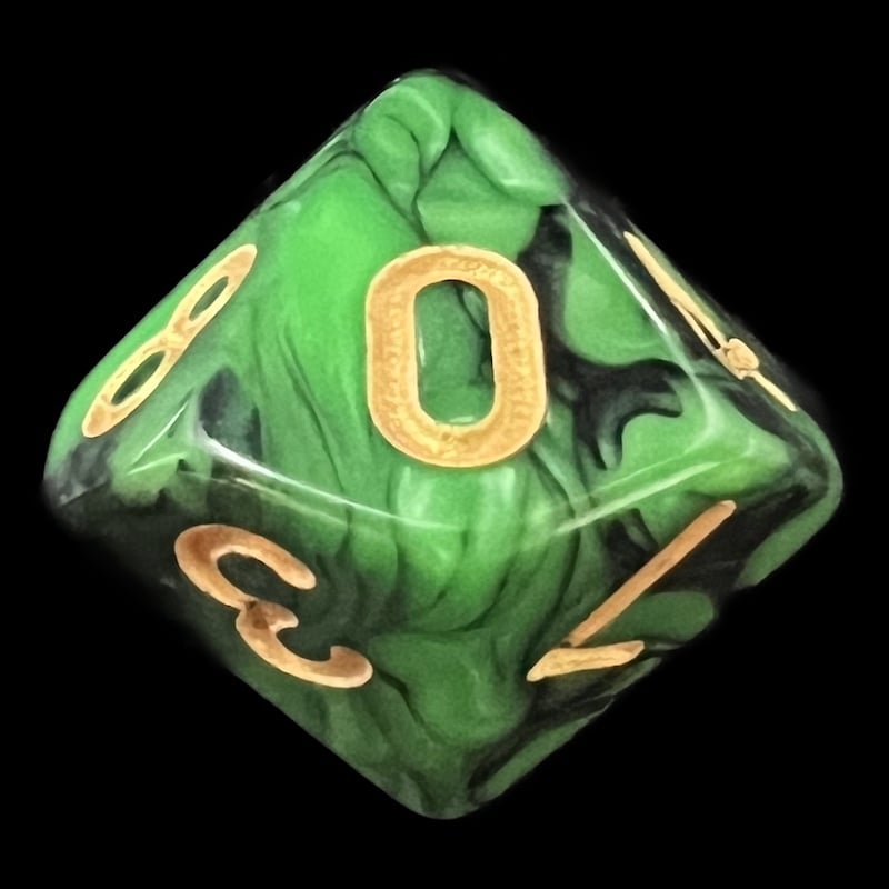 TDSO Duel Black & Green D10 Dice