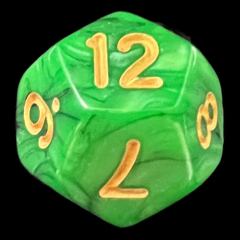TDSO Duel Black & Green D12 Dice