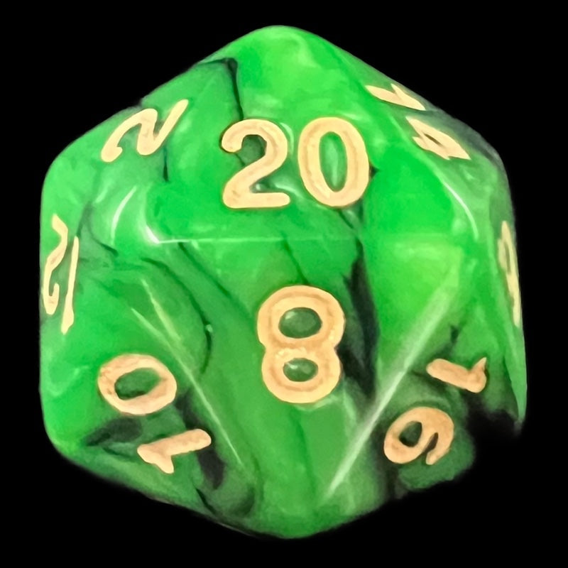 TDSO Duel Black & Green D20 Dice