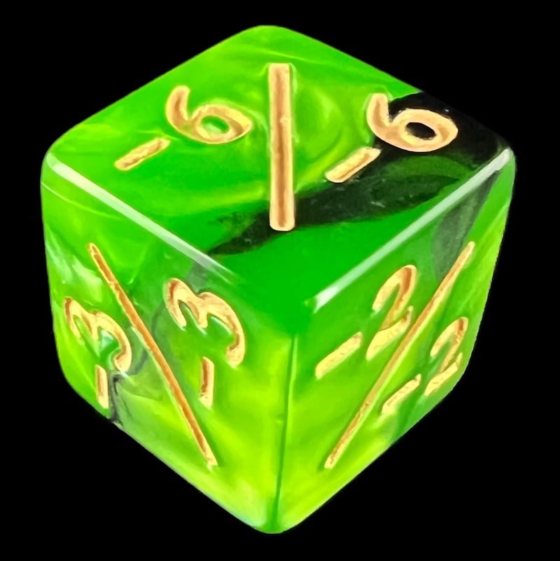 TDSO Duel Black & Green Negative Counter D6 Dice