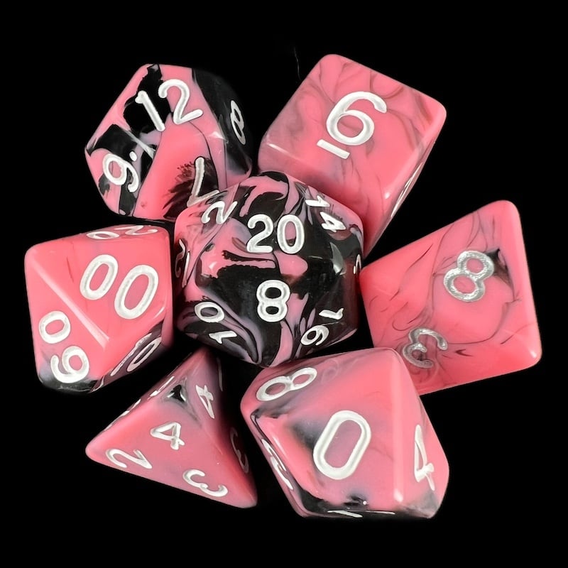 TDSO Duel Black & Pink 7 Dice Polyset