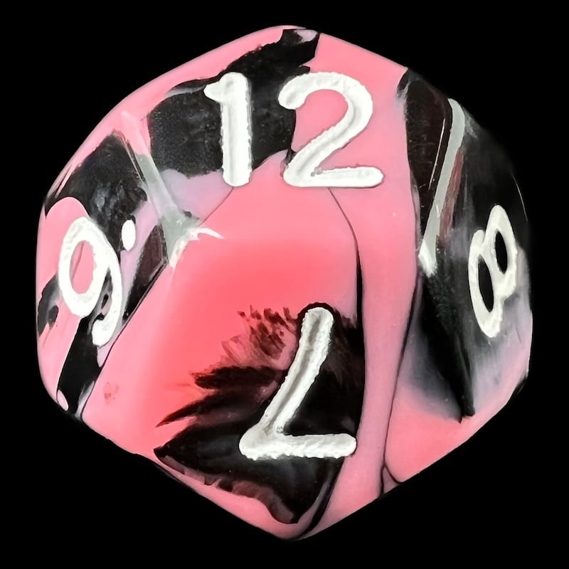 TDSO Duel Black & Pink D12 Dice