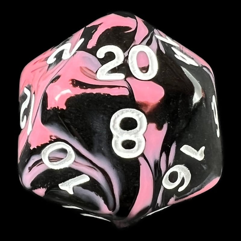 TDSO Duel Black & Pink D20 Dice