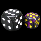 TDSO Duel Black & Purple With Yellow 36 x D6 Dice Set