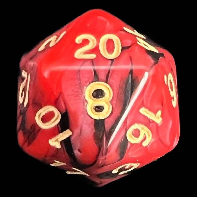 TDSO Duel Black & Red With Gold D20 Dice
