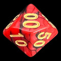 TDSO Duel Black & Red With Gold Percentile Dice