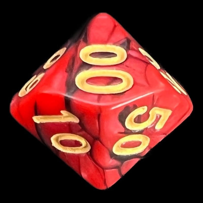 TDSO Duel Black & Red With Gold Percentile Dice