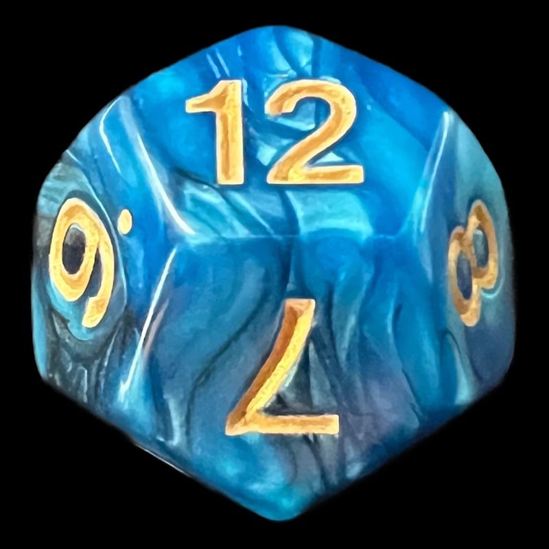TDSO Duel Black & Teal D12 Dice