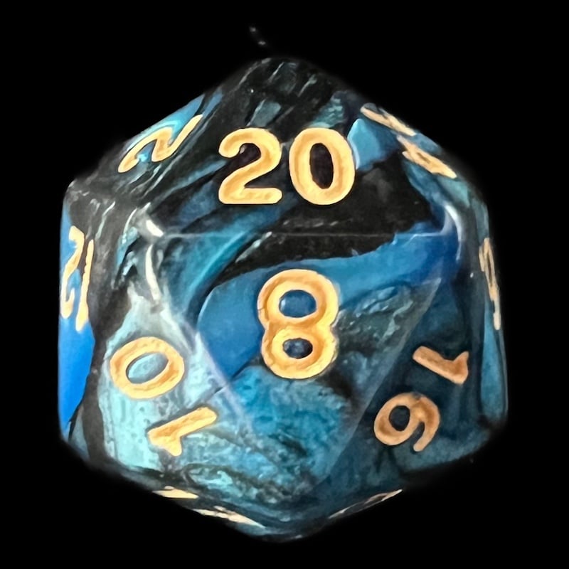 TDSO Duel Black & Teal D20 Dice