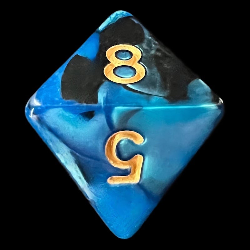 TDSO Duel Black & Teal D8 Dice