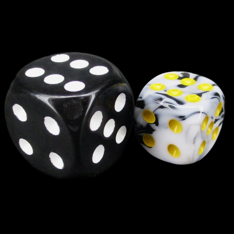 TDSO Duel Black & White With Yellow 36 x D6 Dice Set