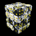 TDSO Duel Black & White With Yellow 36 x D6 Dice Set