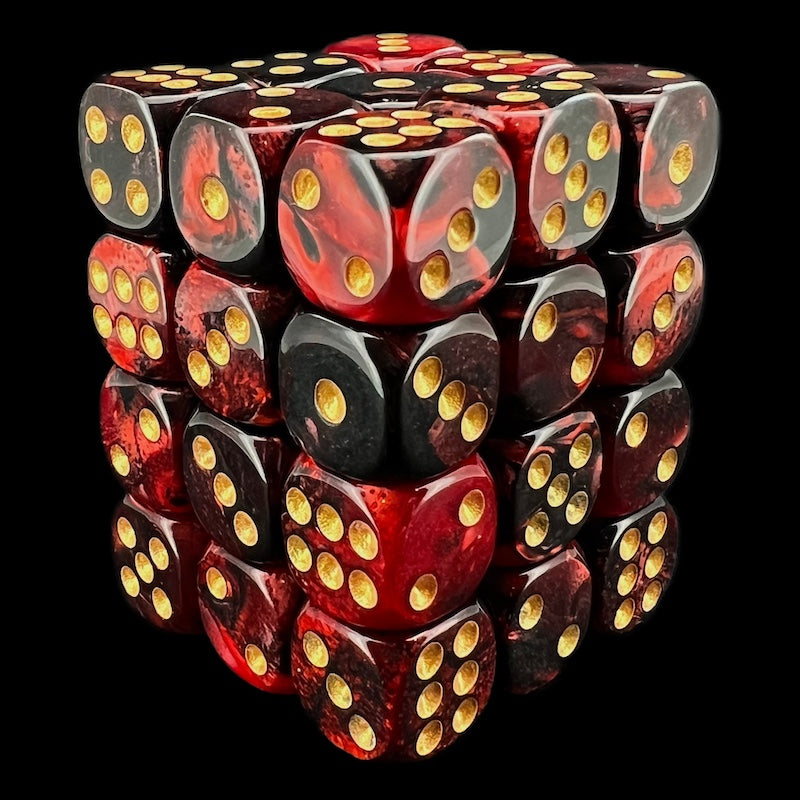 TDSO Duel Blood & Shadow with Gold 36 x D6 Dice Set