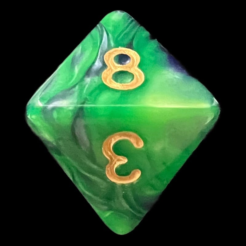 TDSO Duel Blue & Green D8 Dice