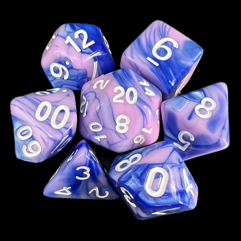 TDSO Duel Blue & Pink 7 Dice Polyset