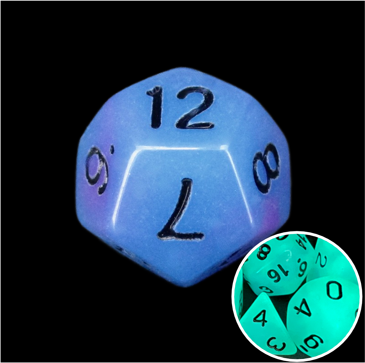 TDSO Duel Blue & Purple Glow in the Dark D12 Dice