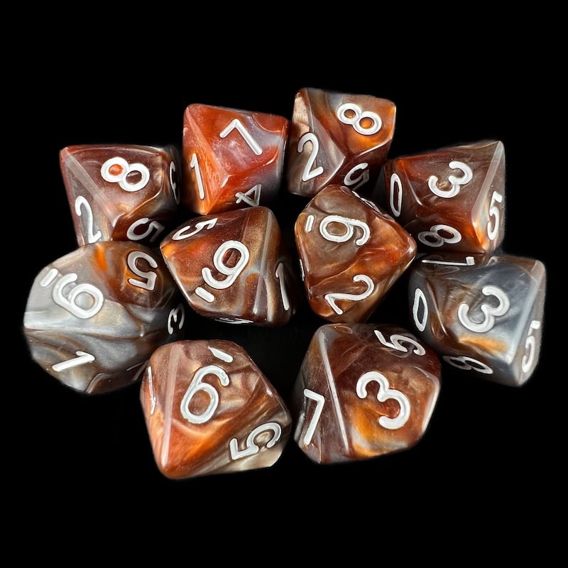 TDSO Duel Copper & Steel 10 x D10 Dice Set