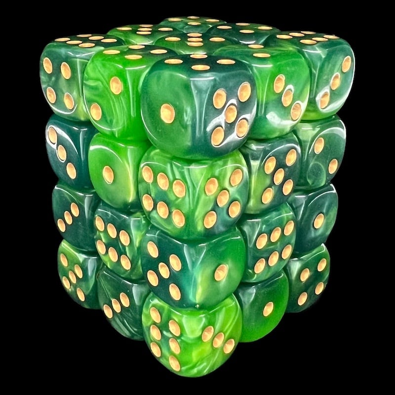 TDSO Duel Dark Green & Pearl Light Green 36 x D6 Dice Set