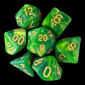 TDSO Duel Dark Green & Pearl Light Green 7 Dice Polyset