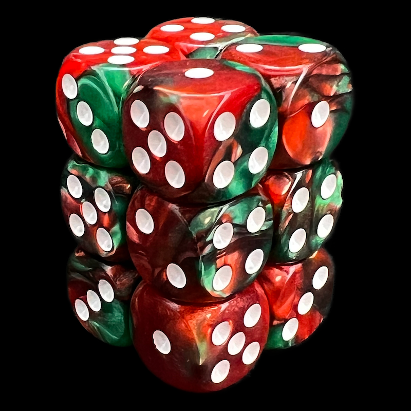 TDSO Duel Green & Red 12 x D6 Dice Set