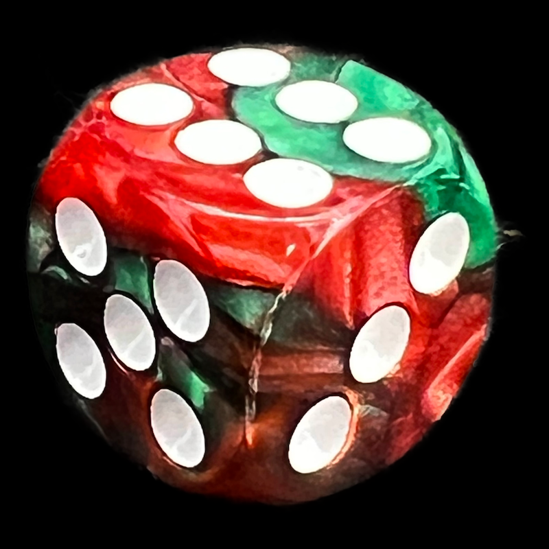 TDSO Duel Green & Red 16mm D6 Spot Dice