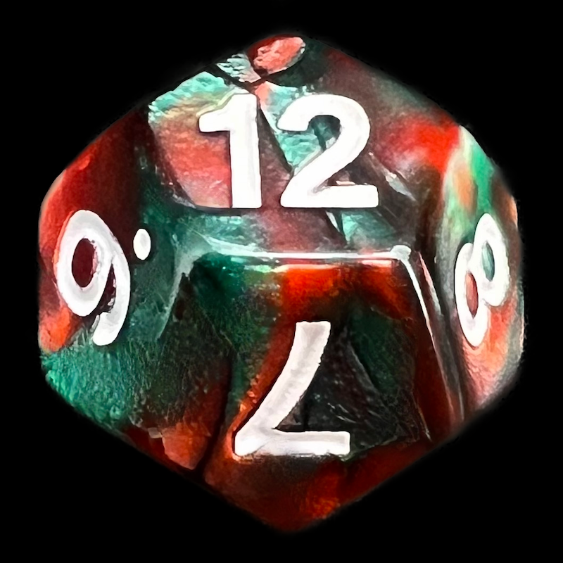 TDSO Duel Green & Red D12 Dice