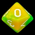 TDSO Duel Green & Yellow With White D10 Dice
