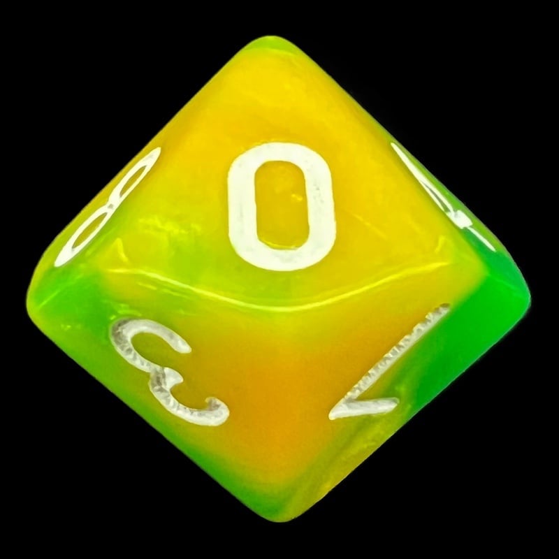 TDSO Duel Green & Yellow With White D10 Dice