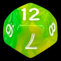TDSO Duel Green & Yellow With White D12 Dice
