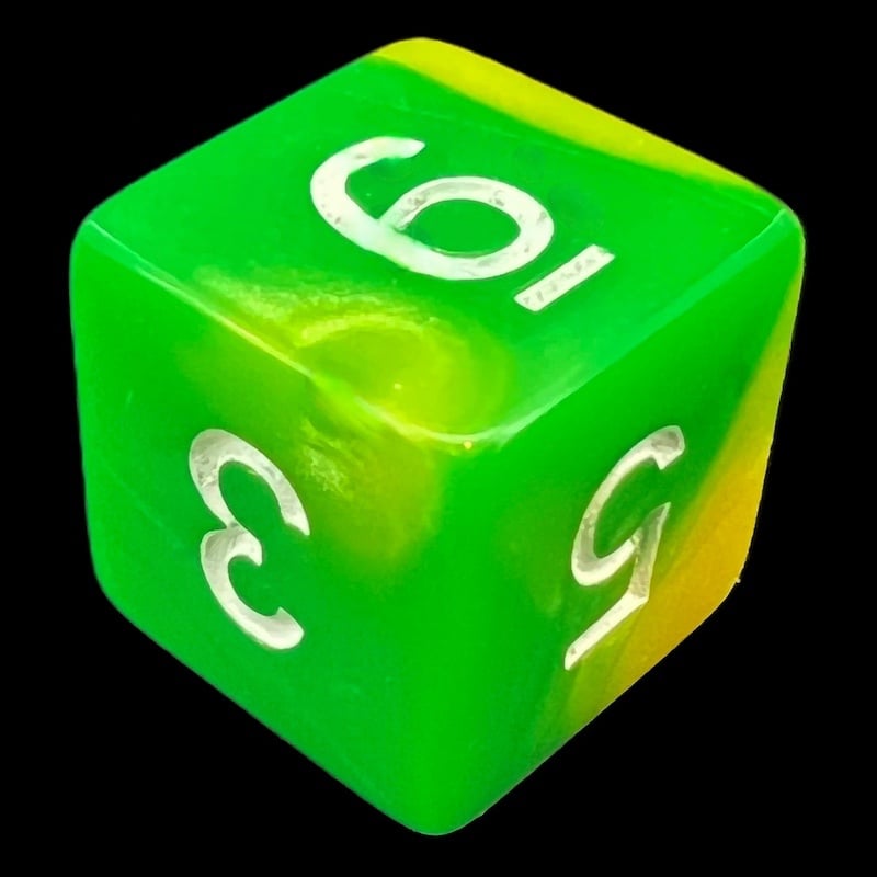 TDSO Duel Green & Yellow With White D6 Dice