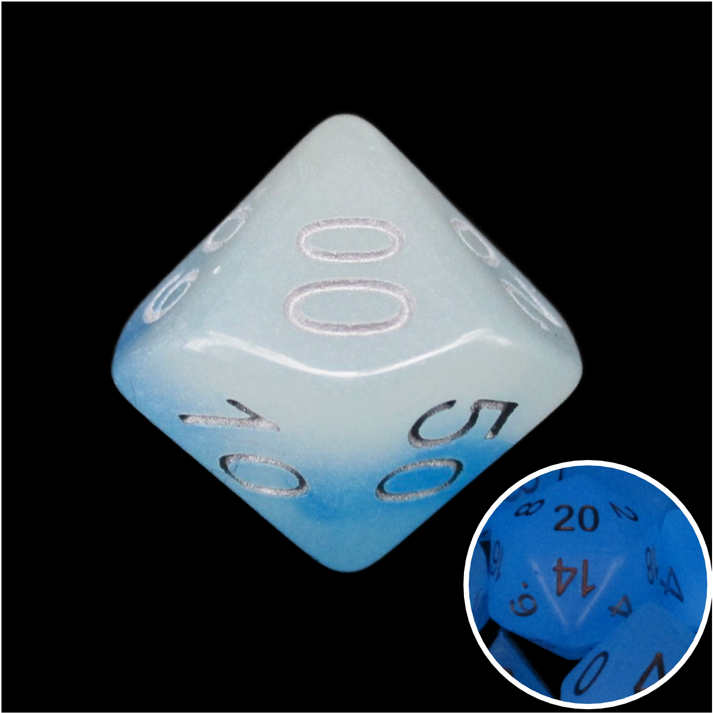 TDSO Duel Icy Rocks Glow in the Dark Percentile Dice