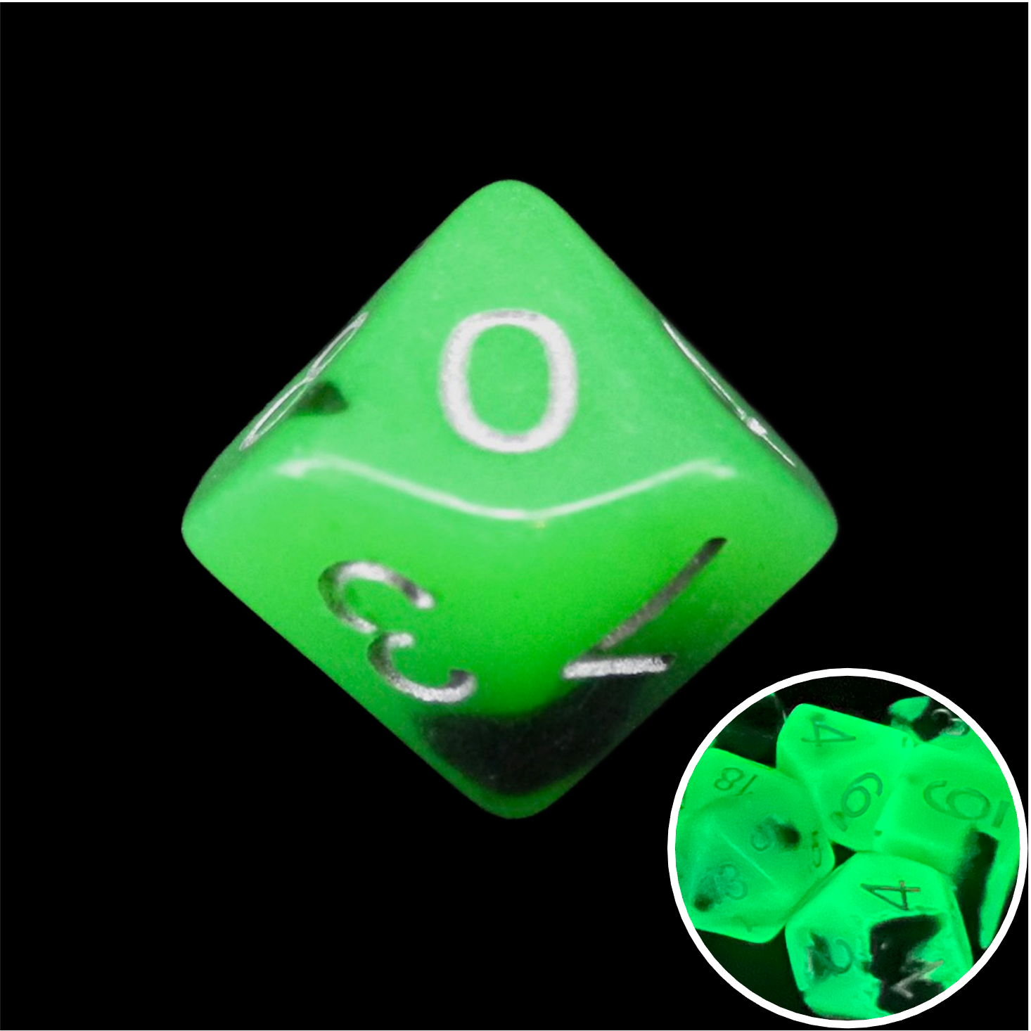 TDSO Duel Jade & Black Glow in the Dark D10 Dice