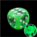TDSO Duel Jade & Black Glow in the Dark 16mm D6 Spot Dice