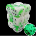 TDSO Duel Jade & White Glow in the Dark 12 x D6 Dice Set