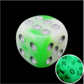 TDSO Duel Jade & White Glow in the Dark 16mm D6 Spot Dice