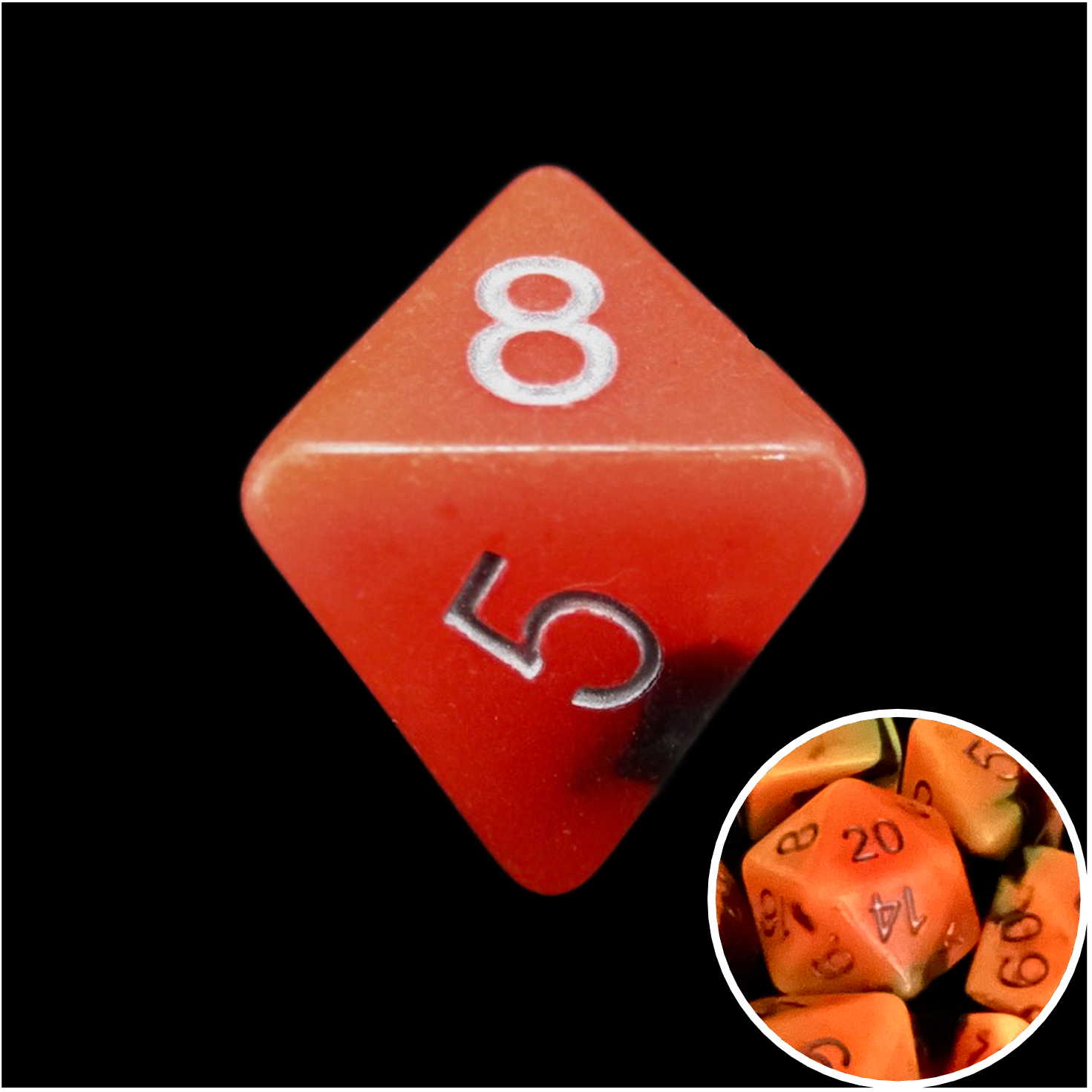 TDSO Duel Lava & Black Glow in the Dark D8 Dice