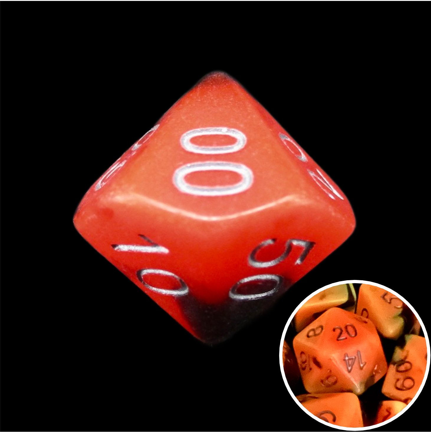 TDSO Duel Lava & Black Glow in the Dark Percentile Dice